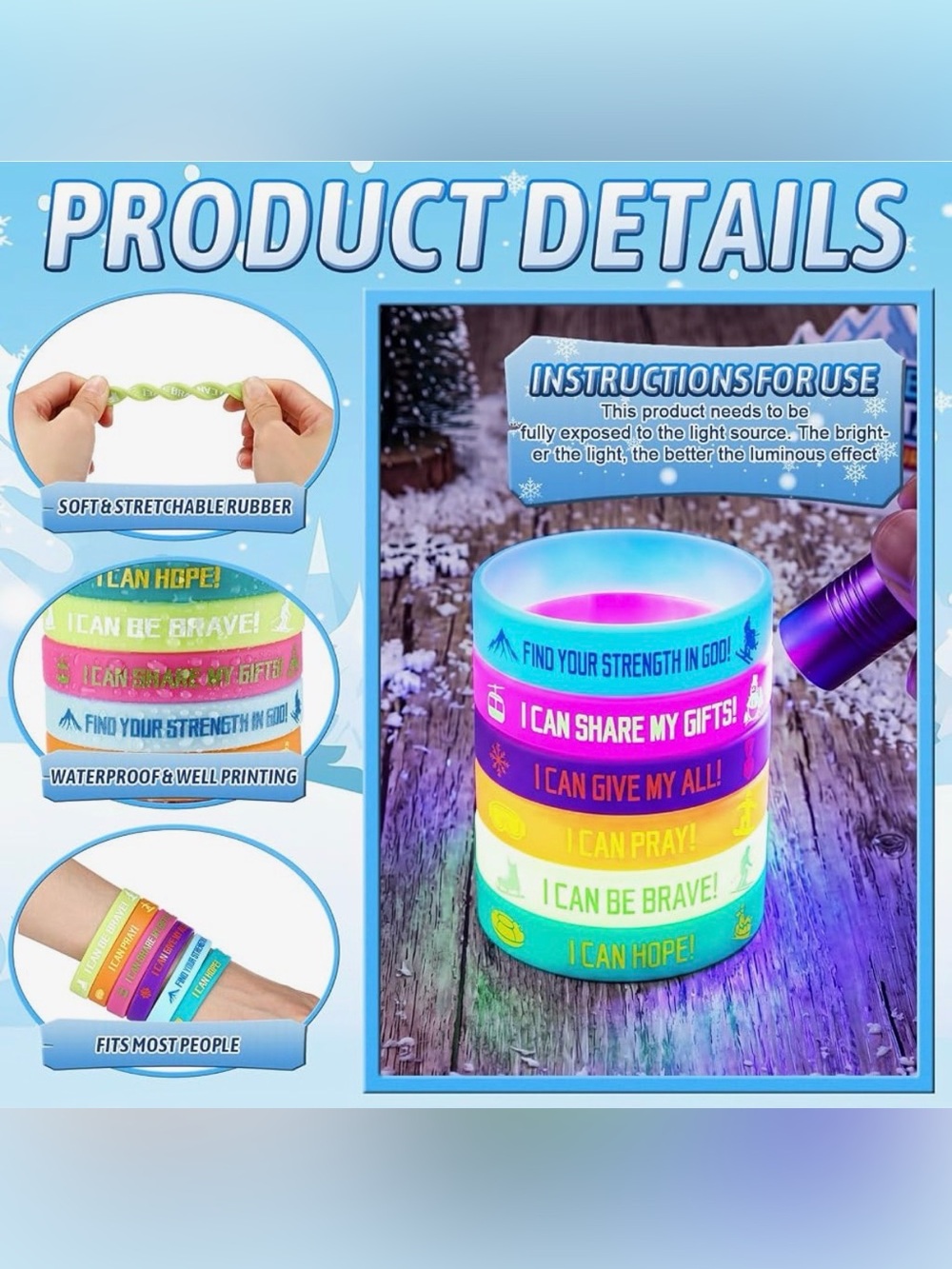 Christian Bracelets, glow in the dark wristbands and bible verse cards - Picture 3 of 7